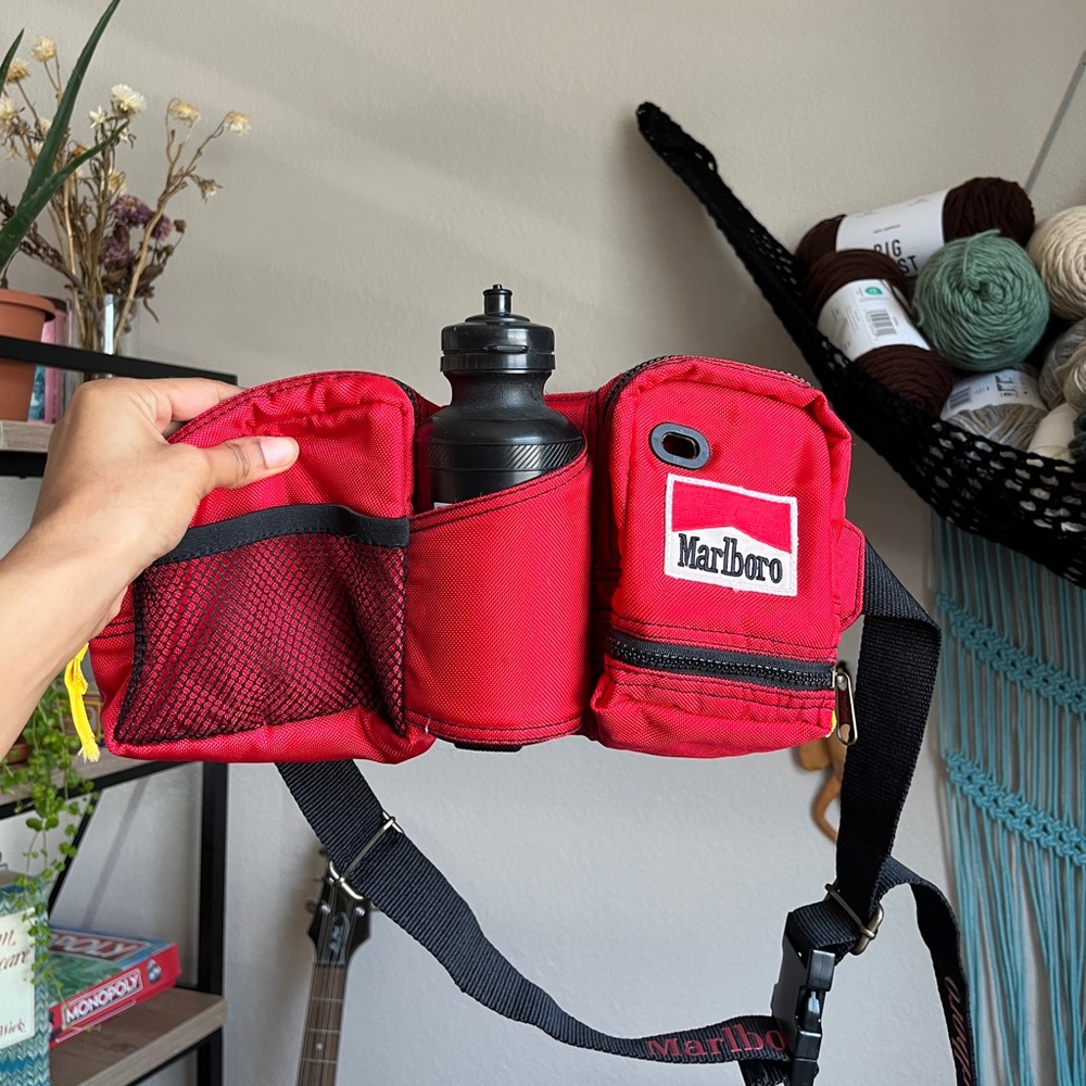 Vintage Marlboro Red Waist Fanny Pack with Bottle Holder